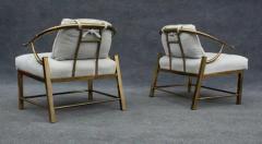  Weiman Warren Lloyd Pair of Warren Lloyd for Mastercraft Brass White Fabric Empress Lounge Chairs - 3511456