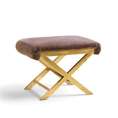  Weiman Warren Lloyd Warren Lloyd for Weiman Mid Century Brass X Base Stools Pair - 4751471