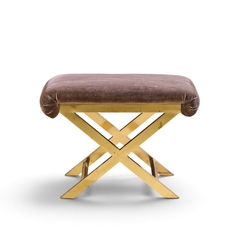  Weiman Warren Lloyd Warren Lloyd for Weiman Mid Century Brass X Base Stools Pair - 4751473