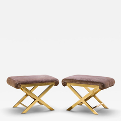  Weiman Warren Lloyd Warren Lloyd for Weiman Mid Century Brass X Base Stools Pair - 4751584