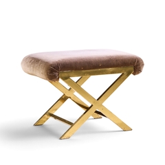  Weiman Warren Lloyd Warren Lloyd for Weiman Mid Century Brass X Base Stools Pair - 4751703