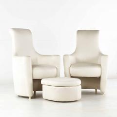  Weiman Weiman Mid Century High Back Occasional Lounge Chairs with Ottoman Pair - 3694860