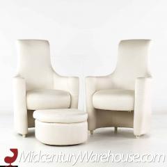  Weiman Weiman Mid Century High Back Occasional Lounge Chairs with Ottoman Pair - 3694861