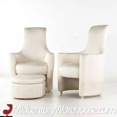  Weiman Weiman Mid Century High Back Occasional Lounge Chairs with Ottoman Pair - 3694862