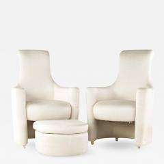  Weiman Weiman Mid Century High Back Occasional Lounge Chairs with Ottoman Pair - 3758360