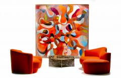  Weiman Weiman Post Modern Sculptural Chaise Lounge Sofa in Tangerine Wool Upholstery - 4641795