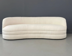  Weiman Weiman Style Curved Kidney Bean Shaped Mid Century Sofa in Textured White Velvet - 2580860