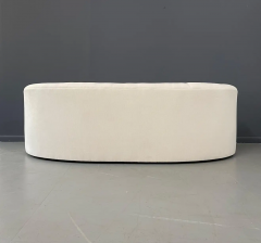 Weiman Weiman Style Curved Kidney Bean Shaped Mid Century Sofa in Textured White Velvet - 2580861