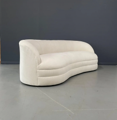  Weiman Weiman Style Curved Kidney Bean Shaped Mid Century Sofa in Textured White Velvet - 2580862