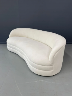  Weiman Weiman Style Curved Kidney Bean Shaped Mid Century Sofa in Textured White Velvet - 2580863
