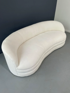 Weiman Weiman Style Curved Kidney Bean Shaped Mid Century Sofa in Textured White Velvet - 2580864