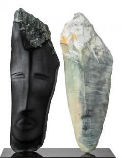  Wendy Hendelman Wendy Hendelman Black and Green Alabaster Heads Sculpture 2019 - 3537191