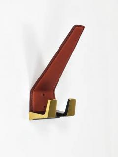  Werkst tte Carl Aub ck 4 Carl Aub ck Style Mid Century Brass Leather Wall Coat Hooks Austria 1950s - 4070179