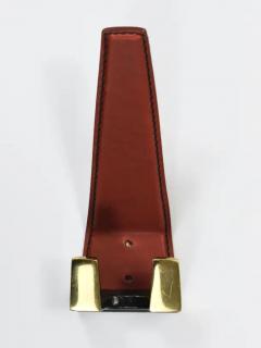  Werkst tte Carl Aub ck 4 Carl Aub ck Style Mid Century Brass Leather Wall Coat Hooks Austria 1950s - 4070206