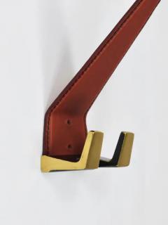  Werkst tte Carl Aub ck 4 Carl Aub ck Style Mid Century Brass Leather Wall Coat Hooks Austria 1950s - 4070218
