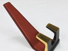  Werkst tte Carl Aub ck 4 Carl Aub ck Style Mid Century Brass Leather Wall Coat Hooks Austria 1950s - 4070252