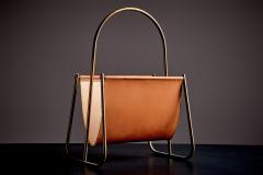  Werkst tte Carl Aub ck Brass and Leather Newspaper Rack by Werkst tte Carl Aub ck - 4572315