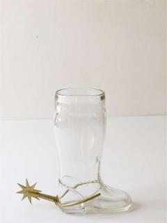  Werkst tte Carl Aub ck Carl Aub ck Boot Pitcher Vase Drinking Glass with Brass Spur Austria 1950s - 4040246