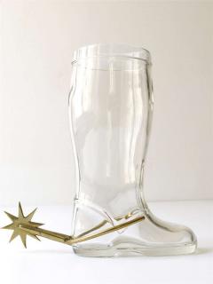  Werkst tte Carl Aub ck Carl Aub ck Boot Pitcher Vase Drinking Glass with Brass Spur Austria 1950s - 4040247