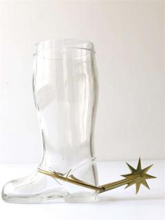  Werkst tte Carl Aub ck Carl Aub ck Boot Pitcher Vase Drinking Glass with Brass Spur Austria 1950s - 4040248