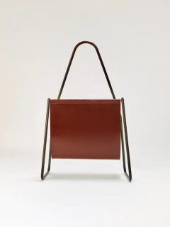  Werkst tte Carl Aub ck Carl Aub ck II Midcentury Magazine Rack Brass Brown Leather Vintage Austria - 4064486
