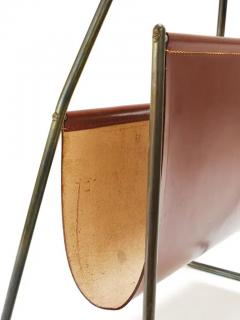  Werkst tte Carl Aub ck Carl Aub ck II Midcentury Magazine Rack Brass Brown Leather Vintage Austria - 4064548