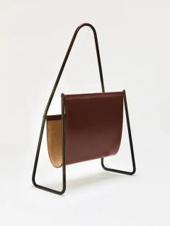  Werkst tte Carl Aub ck Carl Aub ck II Midcentury Magazine Rack Brass Brown Leather Vintage Austria - 4064562