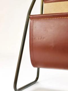  Werkst tte Carl Aub ck Carl Aub ck II Midcentury Magazine Rack Brass Brown Leather Vintage Austria - 4064568