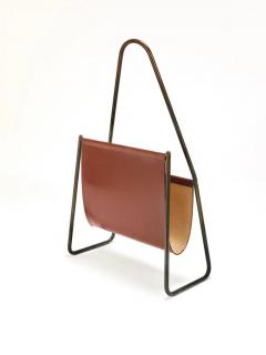  Werkst tte Carl Aub ck Carl Aub ck II Midcentury Magazine Rack Brass Brown Leather Vintage Austria - 4064608