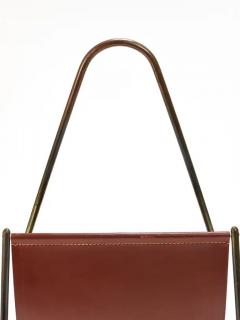  Werkst tte Carl Aub ck Carl Aub ck II Midcentury Magazine Rack Brass Brown Leather Vintage Austria - 4064621