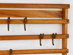  Werkst tte Carl Aub ck Carl Aub ck Mid Century Coat Rack Beech Wardrobe with 7 Brass Hooks 1950s - 4058109