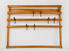  Werkst tte Carl Aub ck Carl Aub ck Mid Century Coat Rack Beech Wardrobe with 7 Brass Hooks 1950s - 4058112