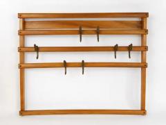  Werkst tte Carl Aub ck Carl Aub ck Mid Century Coat Rack Beech Wardrobe with 7 Brass Hooks 1950s - 4058113