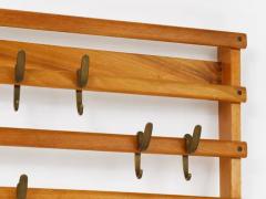  Werkst tte Carl Aub ck Carl Aub ck Mid Century Coat Rack Beech Wardrobe with 7 Brass Hooks 1950s - 4058128