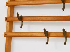  Werkst tte Carl Aub ck Carl Aub ck Mid Century Coat Rack Beech Wardrobe with 7 Brass Hooks 1950s - 4058136