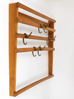  Werkst tte Carl Aub ck Carl Aub ck Mid Century Coat Rack Beech Wardrobe with 7 Brass Hooks 1950s - 4058157