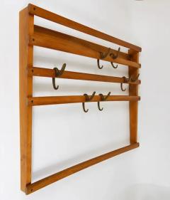  Werkst tte Carl Aub ck Carl Aub ck Mid Century Coat Rack Beech Wardrobe with 7 Brass Hooks 1950s - 4058176