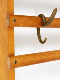  Werkst tte Carl Aub ck Carl Aub ck Mid Century Coat Rack Beech Wardrobe with 7 Brass Hooks 1950s - 4058178
