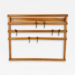  Werkst tte Carl Aub ck Carl Aub ck Mid Century Coat Rack Beech Wardrobe with 7 Brass Hooks 1950s - 4063387