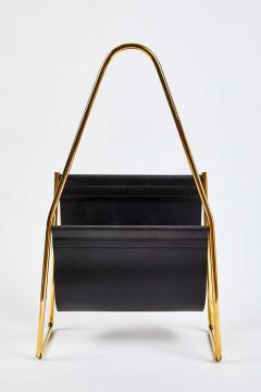  Werkst tte Carl Aub ck Carl Aubo ck Model 3808 Black Leather and Brass Magazine Rack - 1896188