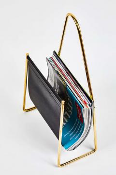  Werkst tte Carl Aub ck Carl Aubo ck Model 3808 Black Leather and Brass Magazine Rack - 1896189