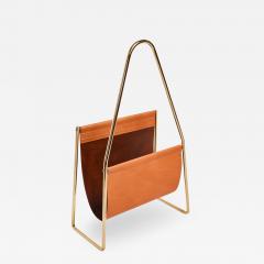  Werkst tte Carl Aub ck Carl Aubo ck Model 3808 Black Leather and Brass Magazine Rack - 1898905