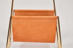  Werkst tte Carl Aub ck Carl Aubo ck Model 4488 Cognac Leather and Brass Magazine Rack - 1896260