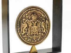  Werkst tte Carl Aub ck Carl Aubock Iron Brass Coin Medal Midcentury Bookend Austria 1970s - 4064539