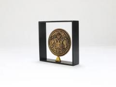  Werkst tte Carl Aub ck Carl Aubock Iron Brass Coin Medal Midcentury Bookend Austria 1970s - 4064603