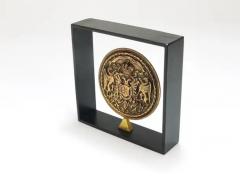  Werkst tte Carl Aub ck Carl Aubock Iron Brass Coin Medal Midcentury Bookend Austria 1970s - 4064632