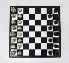  Werkst tte Carl Aub ck Carl Aubock Modernist Cast Iron Chess Game Set with Handmade Leather Board - 4058149