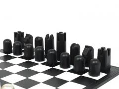  Werkst tte Carl Aub ck Carl Aubock Modernist Cast Iron Chess Game Set with Handmade Leather Board - 4058183