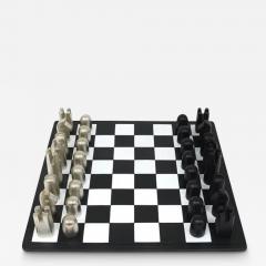  Werkst tte Carl Aub ck Carl Aubock Modernist Cast Iron Chess Game Set with Handmade Leather Board - 4063393