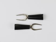  Werkst tte Carl Aub ck Carl Aubock Pair Forks Horn Brass Leather Holder Corn Cob Skewers 1930s - 4819171